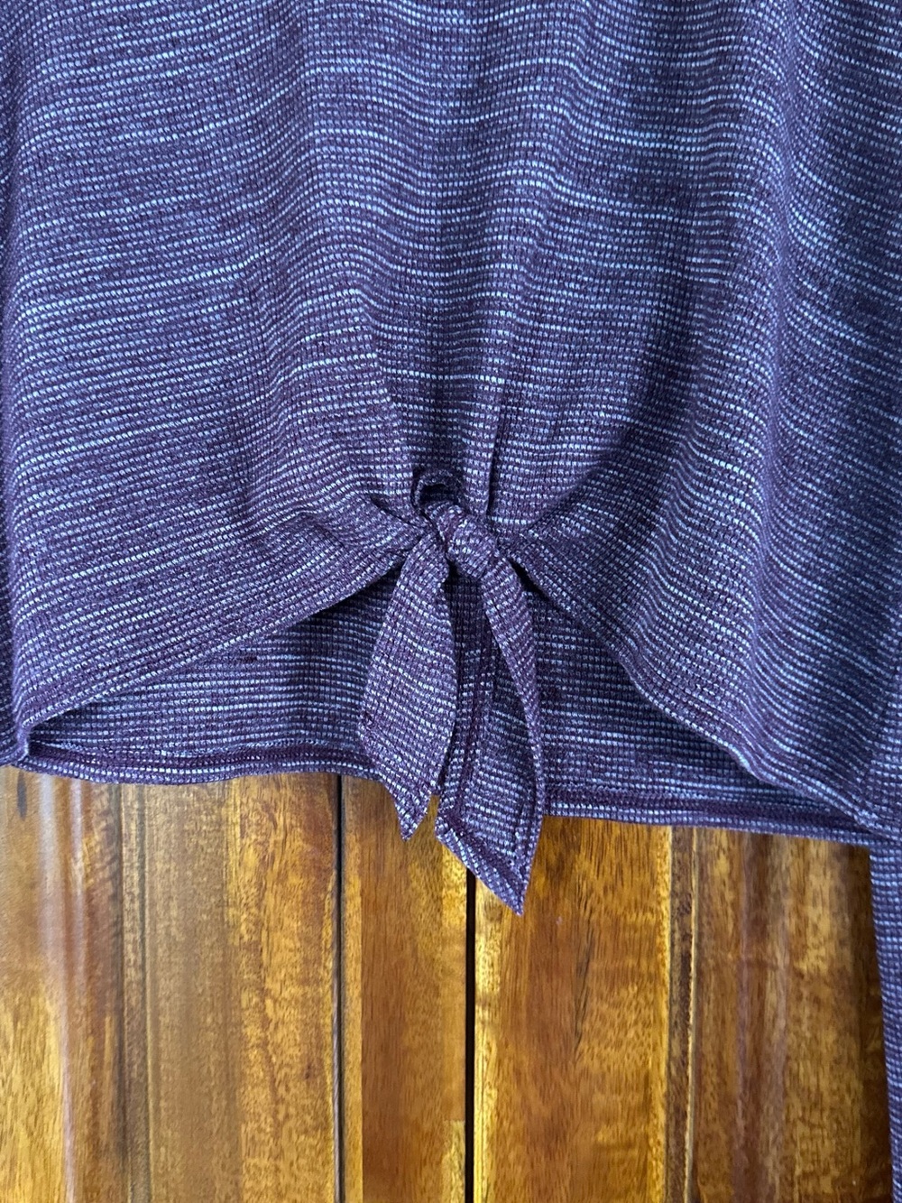 Aeropostale Marled Purple Long-Sleeve Tie-Front Top - Picture 3 of 4